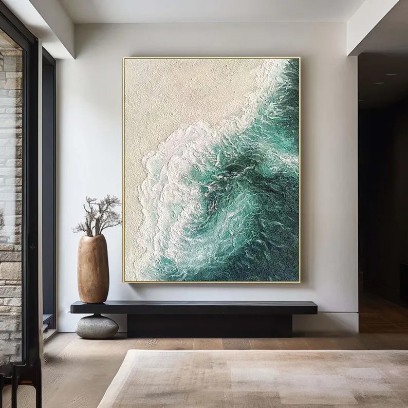 Textured Ocean Canvas Painting #ABST86