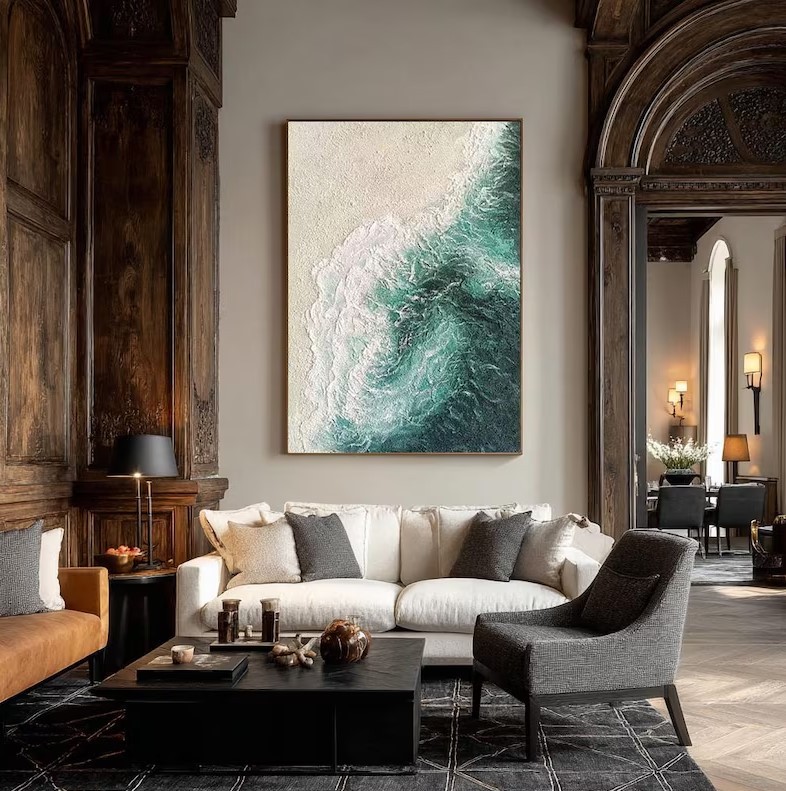 Textured Ocean Canvas Painting #ABST86