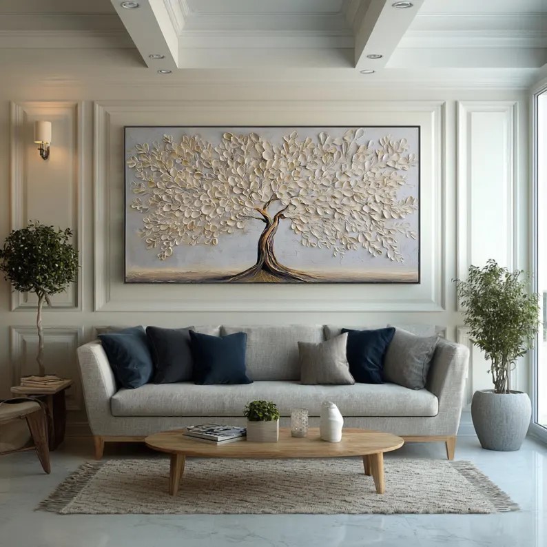 Beige Tree Abstract Painting #ABST87