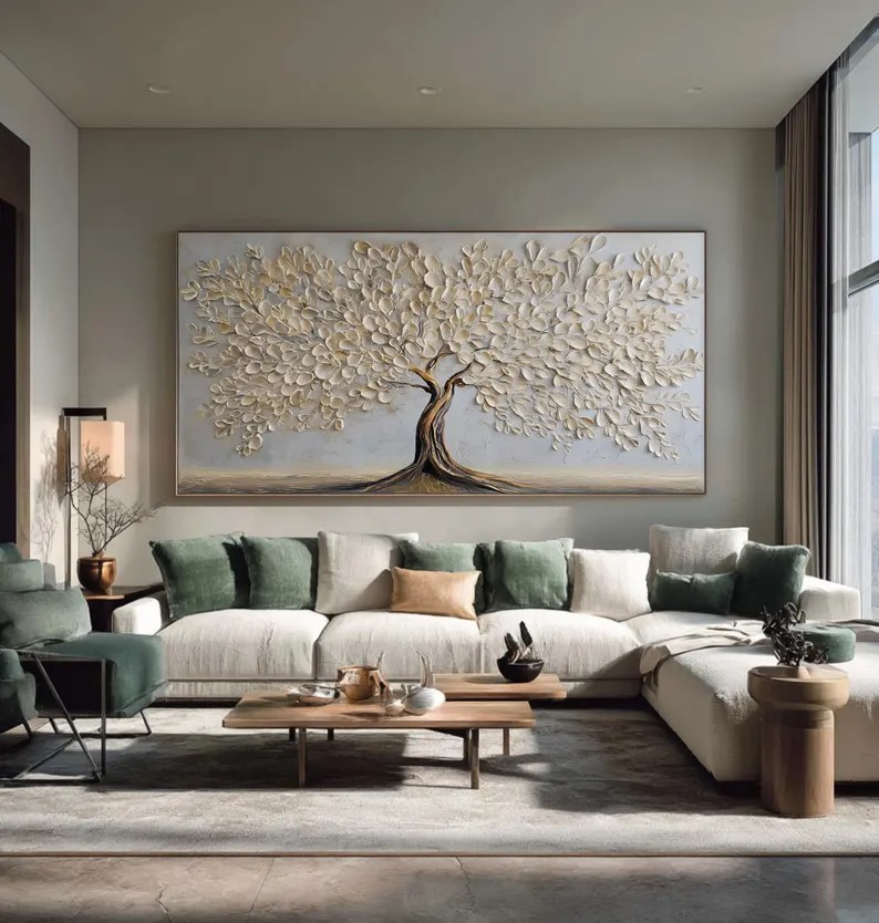 Beige Tree Abstract Painting #ABST87