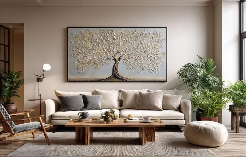 Beige Tree Abstract Painting #ABST87