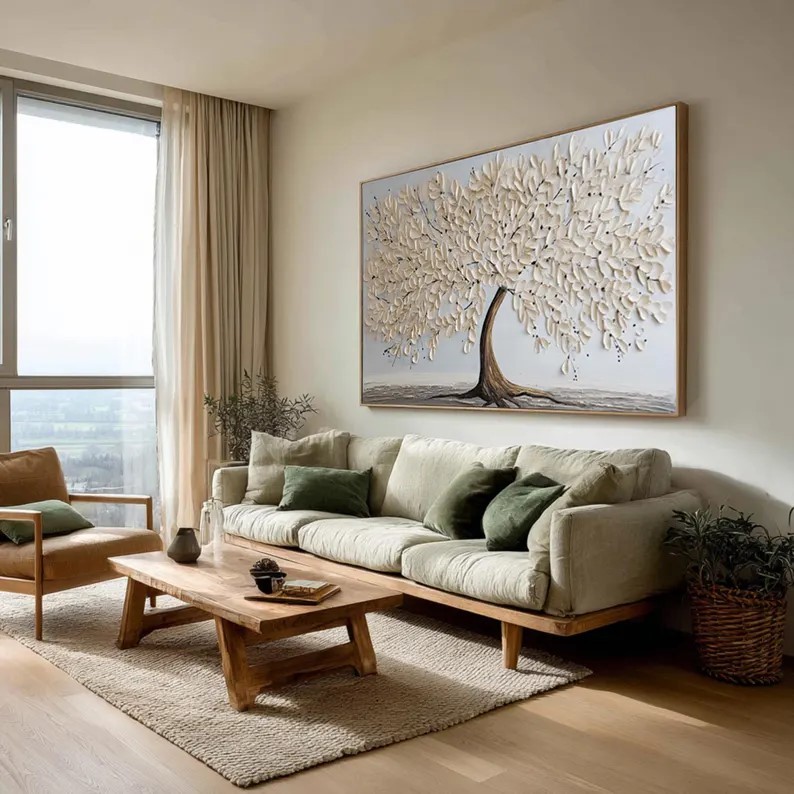 Beige Tree Abstract Painting #ABST88