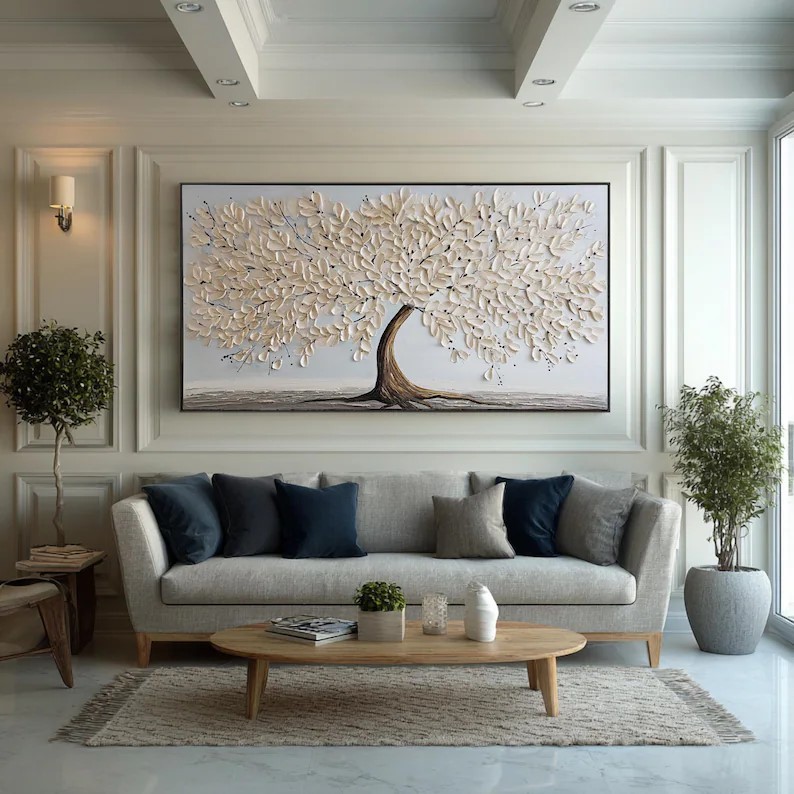 Beige Tree Abstract Painting #ABST88