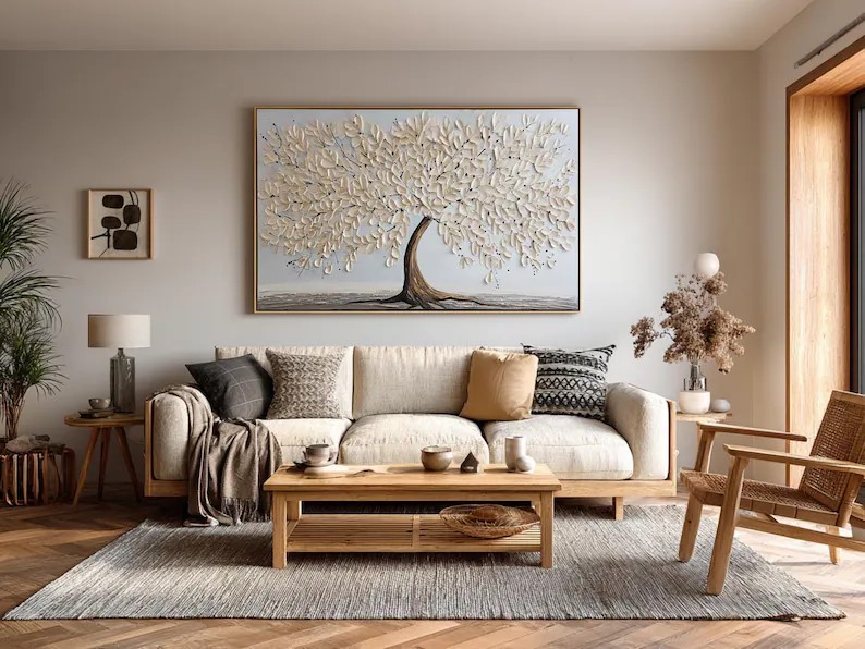 Beige Tree Abstract Painting #ABST88