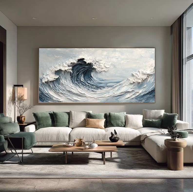 Handmade Ocean Wave Painting #ABST93