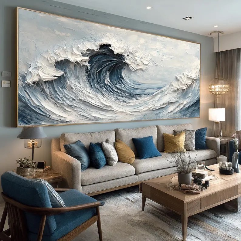 Handmade Ocean Wave Painting #ABST93