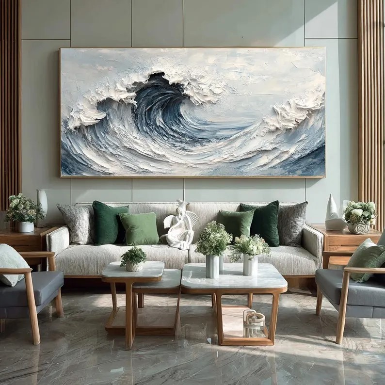 Handmade Ocean Wave Painting #ABST93