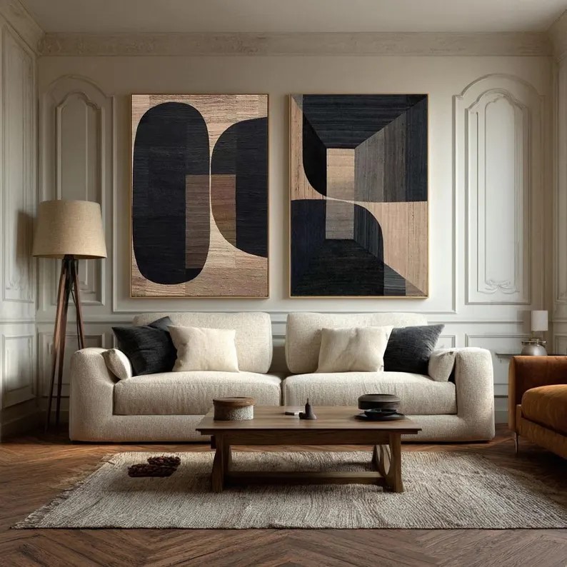 Textured Abstract Canvas Art ( 2 Paintings ) #ABST197