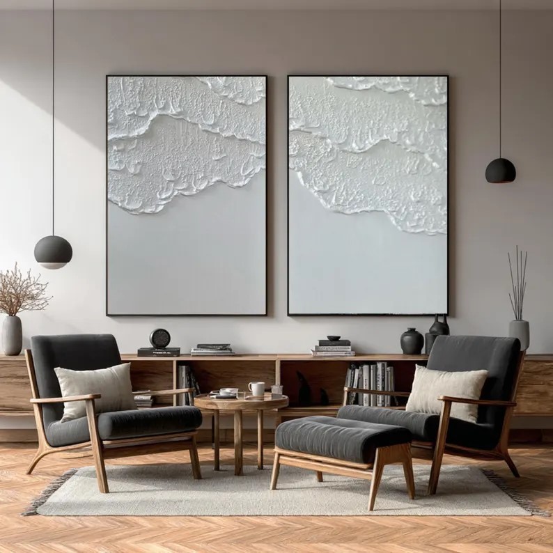 Abstract Ocean Wave Painting ( 2 Paintings ) #ABST204