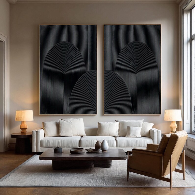 Black Abstract Painting ( 2 Paintings ) #ABST212