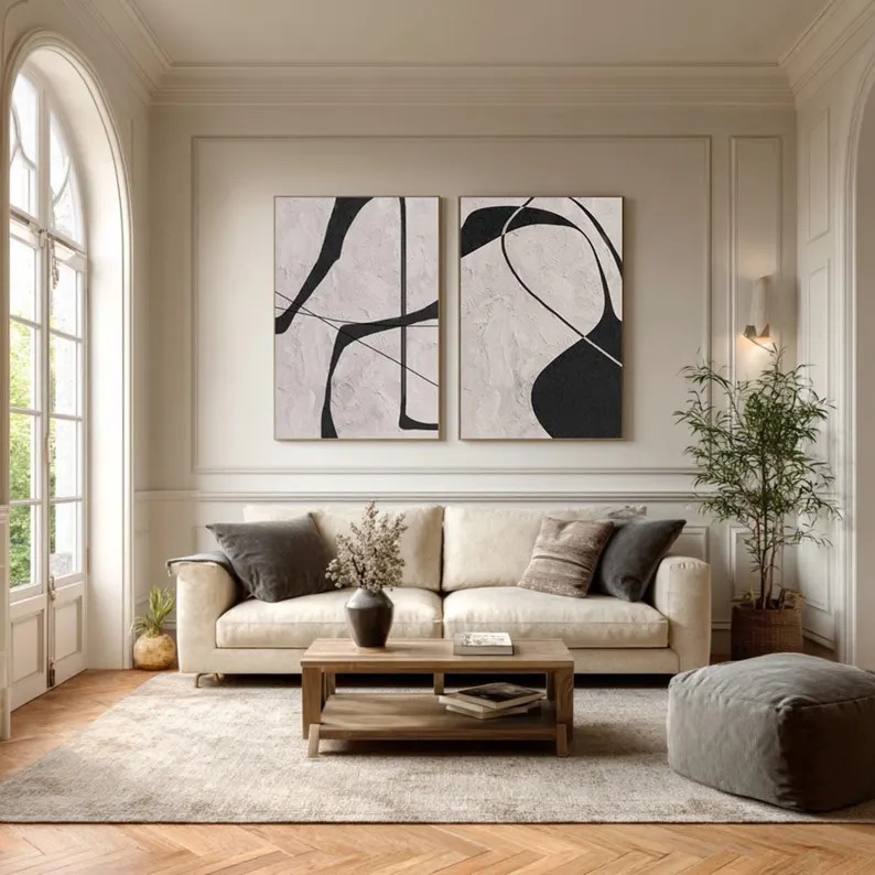 Textured Abstract Painting ( 2 Paintings ) #ABST221