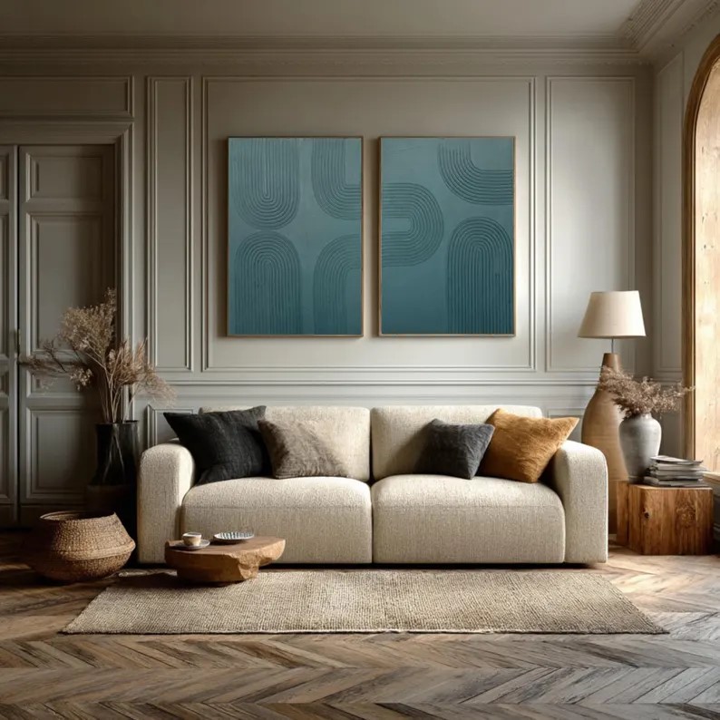 Abstract Minimalist Oil Painting ( 2 Paintings ) #ABST227