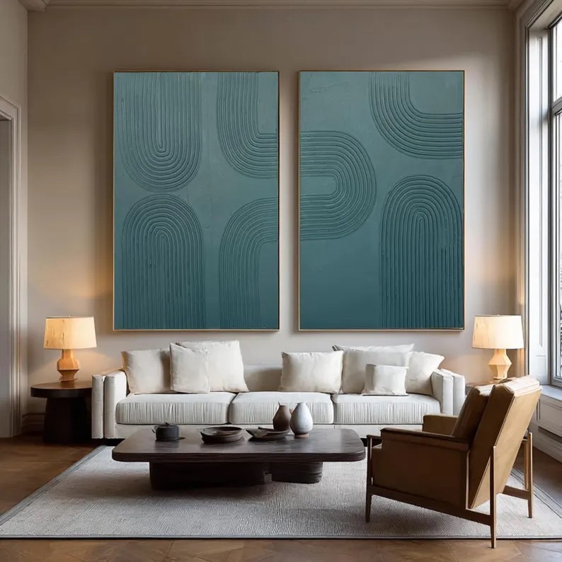 Abstract Minimalist Oil Painting ( 2 Paintings ) #ABST227