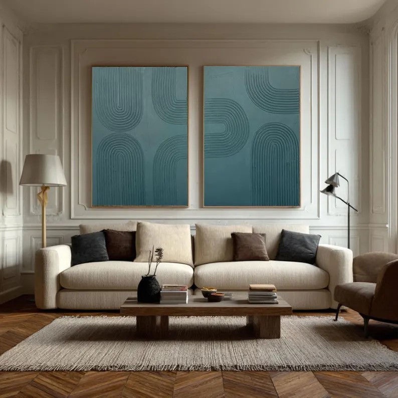 Abstract Minimalist Oil Painting ( 2 Paintings ) #ABST227