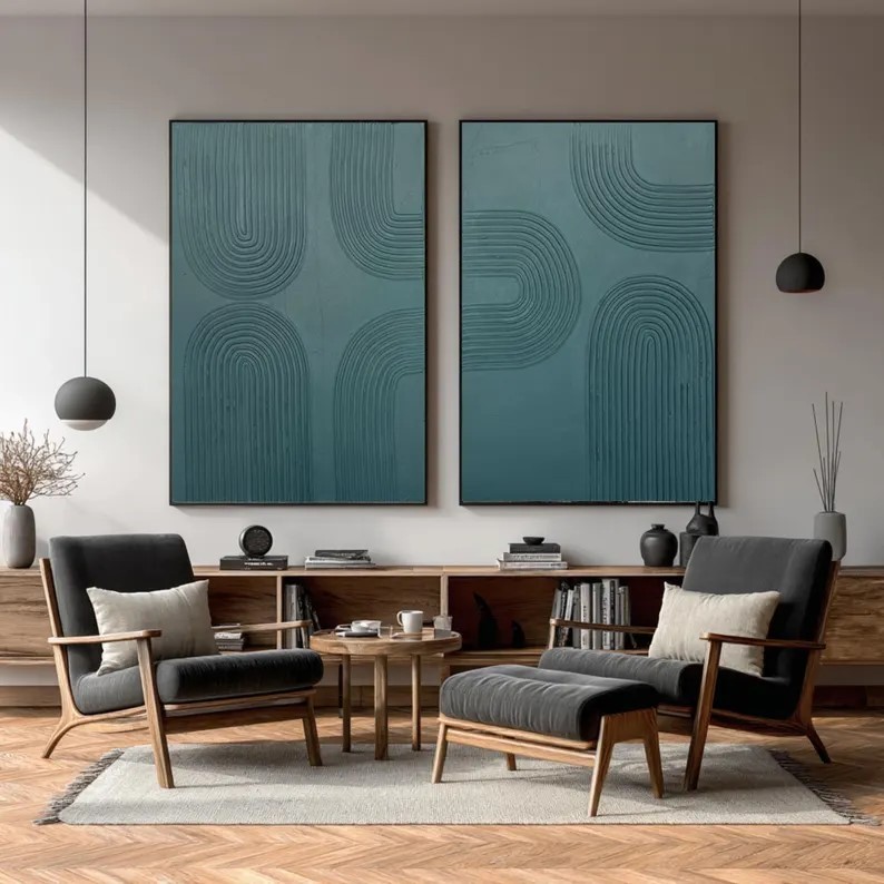 Abstract Minimalist Oil Painting ( 2 Paintings ) #ABST227