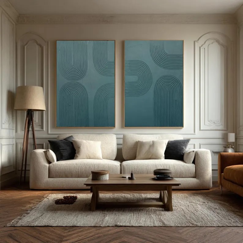 Abstract Minimalist Oil Painting ( 2 Paintings ) #ABST227