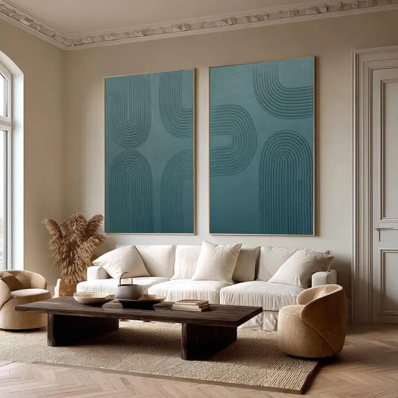 Abstract Minimalist Oil Painting ( 2 Paintings ) #ABST227