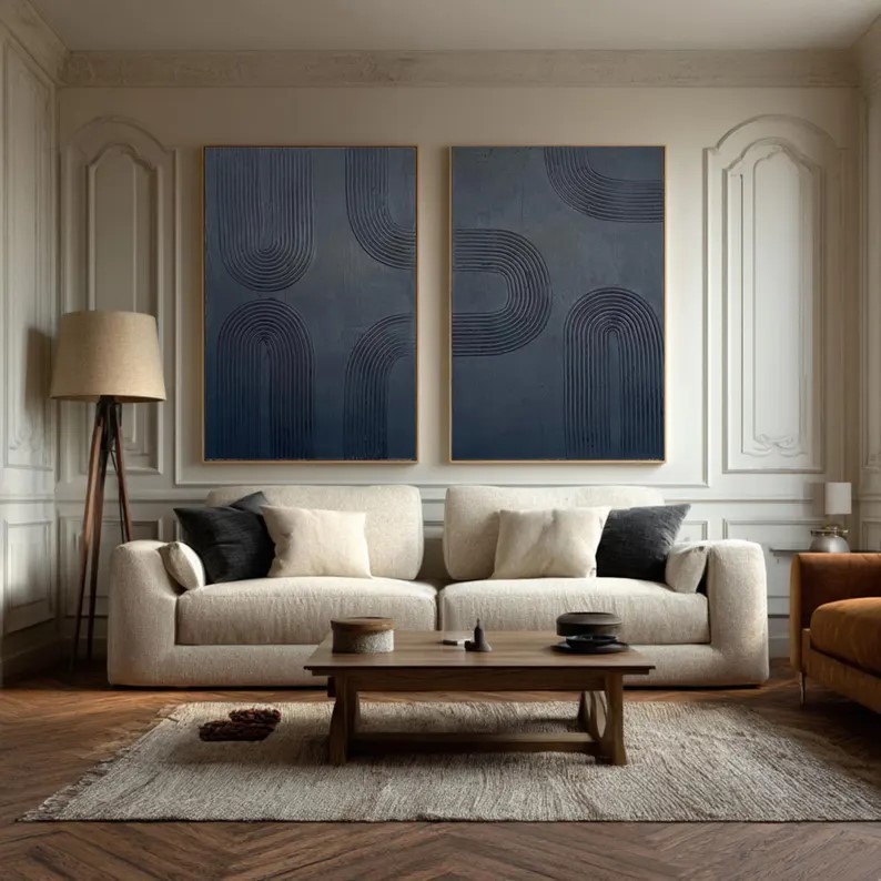 Black Abstract Painting ( 2 Paintings ) #ABST228