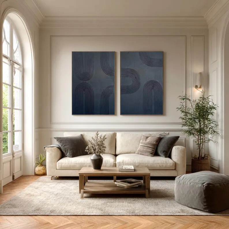 Black Abstract Painting ( 2 Paintings ) #ABST228