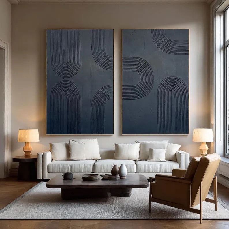 Black Abstract Painting ( 2 Paintings ) #ABST228