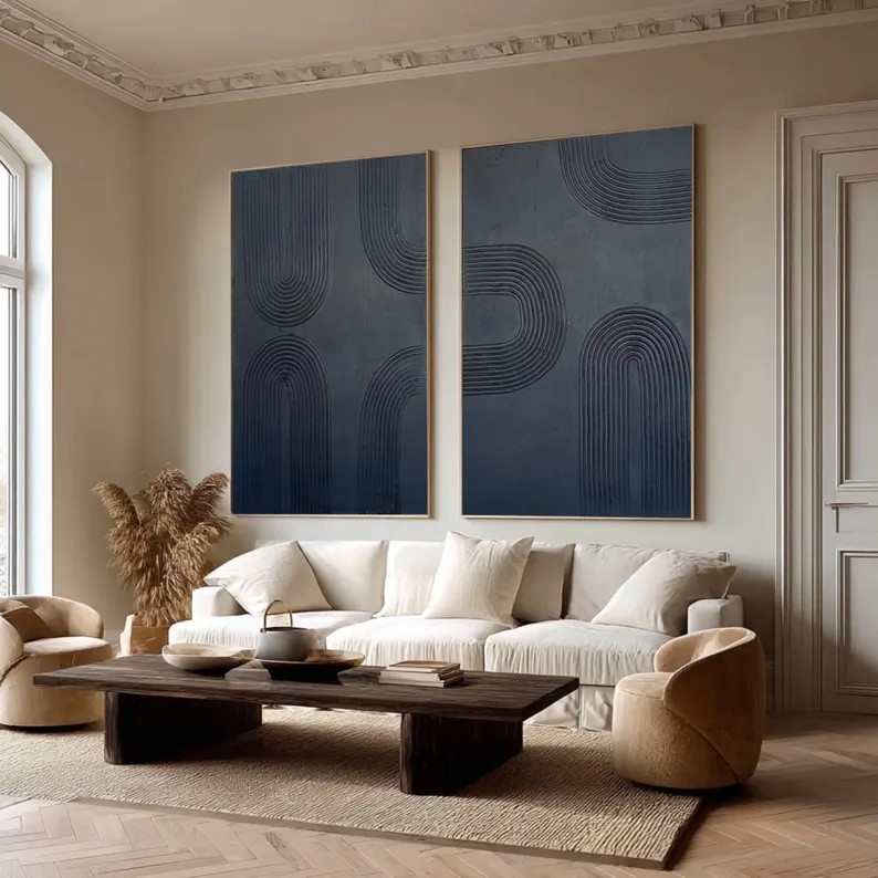 Black Abstract Painting ( 2 Paintings ) #ABST228