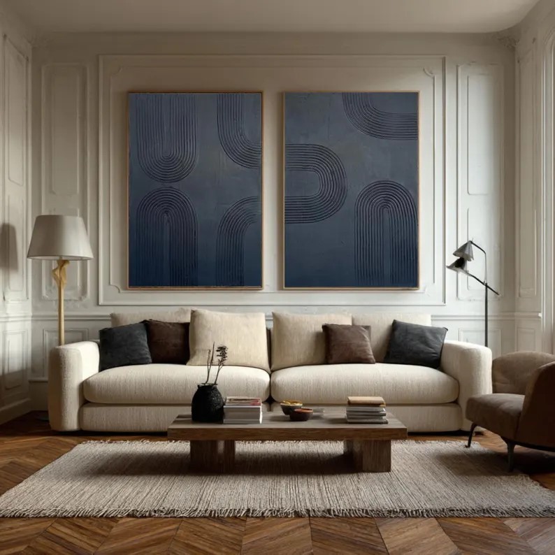 Black Abstract Painting ( 2 Paintings ) #ABST228