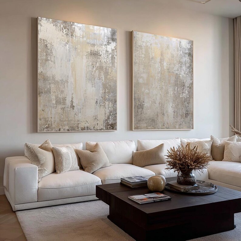 Abstract Beige Painting ( 2 Paintings ) #ABST233