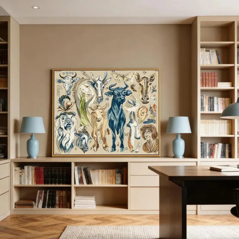 Blue Bull Oil Painting #ABST360