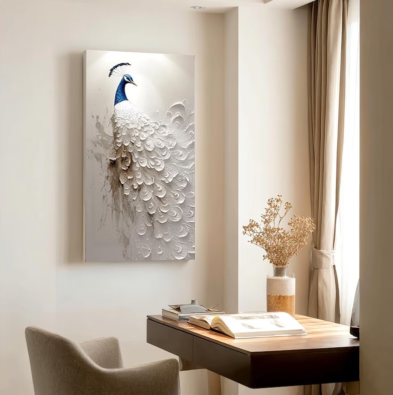 3D Texture Peacock Painting #ABSC365