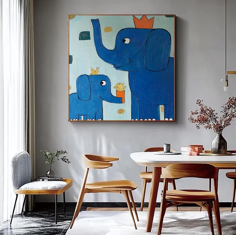 Blue Elephant Painting #ABST369