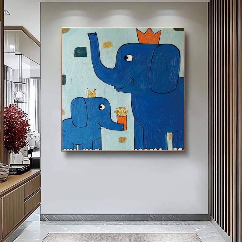 Blue Elephant Painting #ABST369