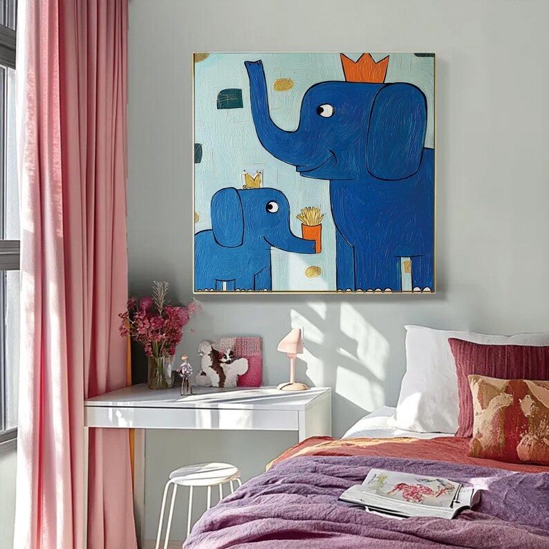 Blue Elephant Painting #ABST369