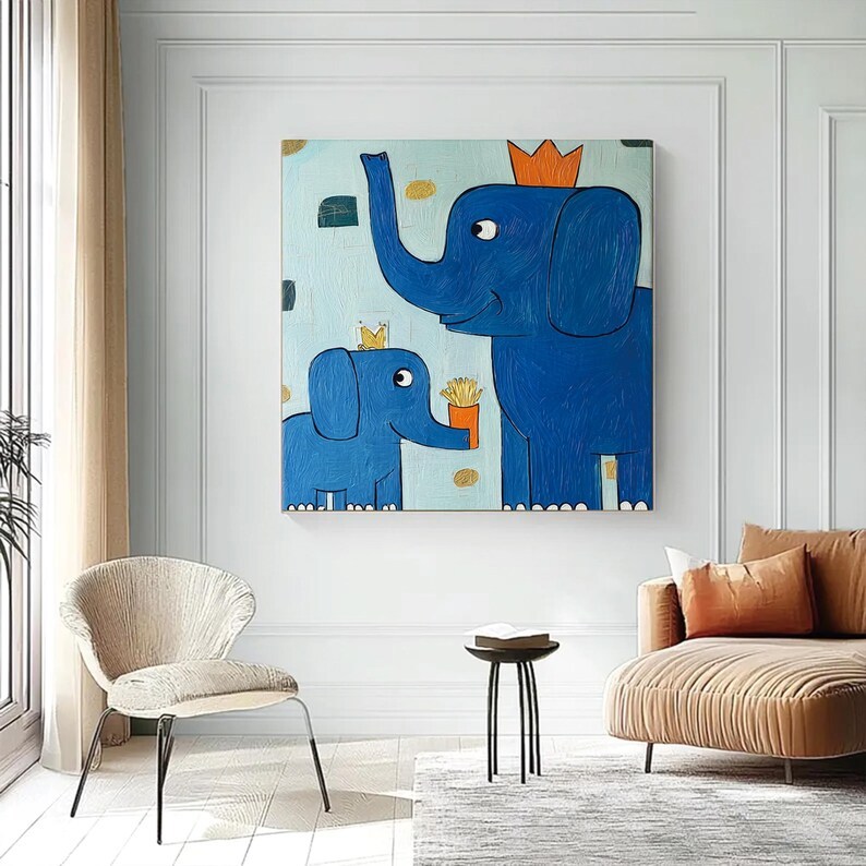 Blue Elephant Painting #ABST369