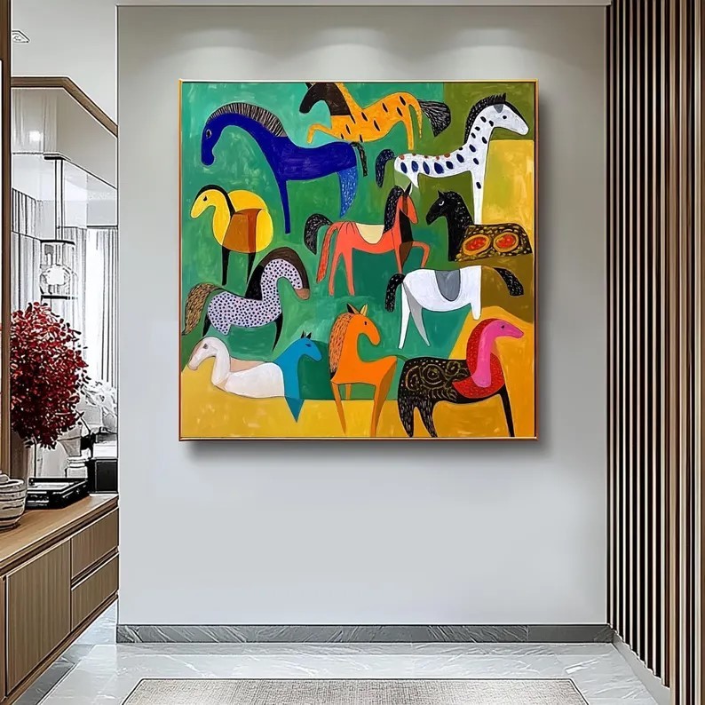 Colorful Horse Painting #ABST372