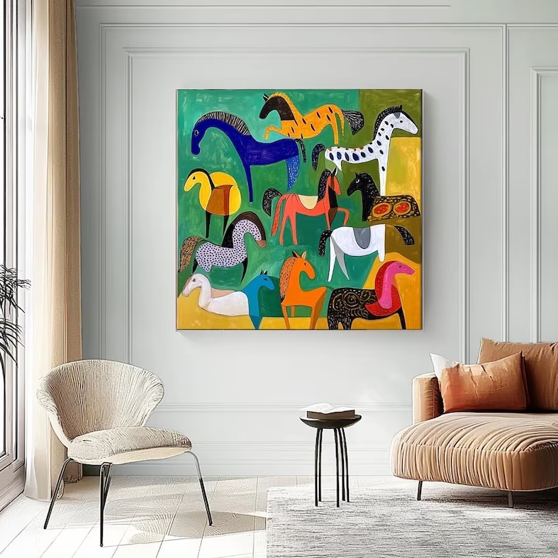 Colorful Horse Painting #ABST372