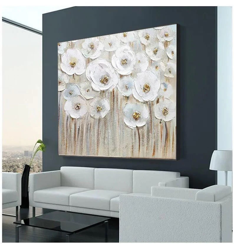 Textured White Flower Painting #ABSC287