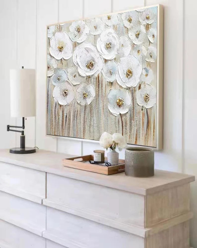 Textured White Flower Painting #ABSC287