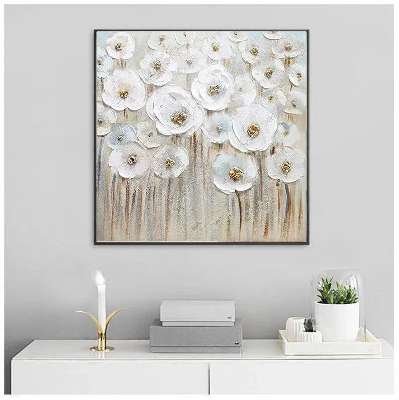 Textured White Flower Painting #ABSC287