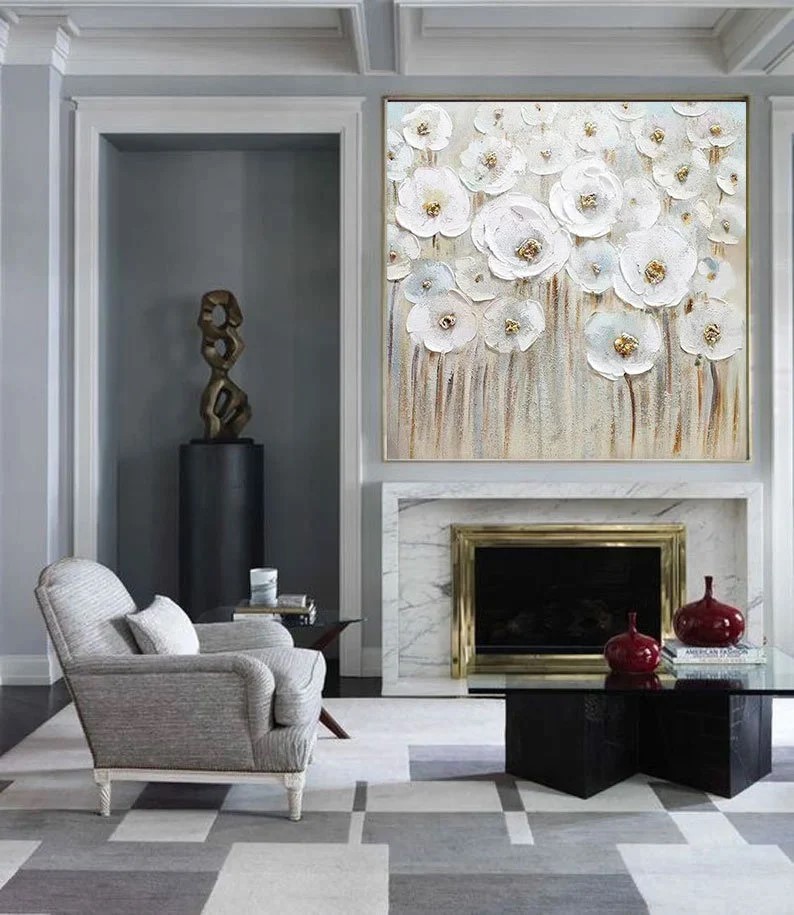 Textured White Flower Painting #ABSC287