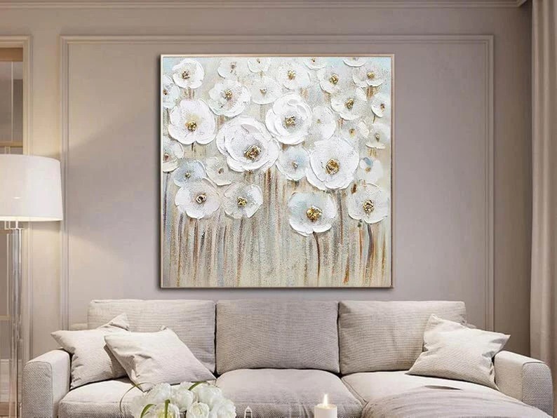 Textured White Flower Painting #ABSC287