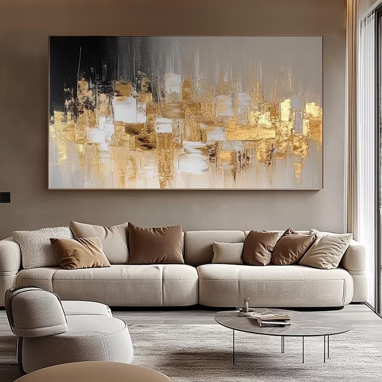 Gold Foil Abstract Painting #ABSC308