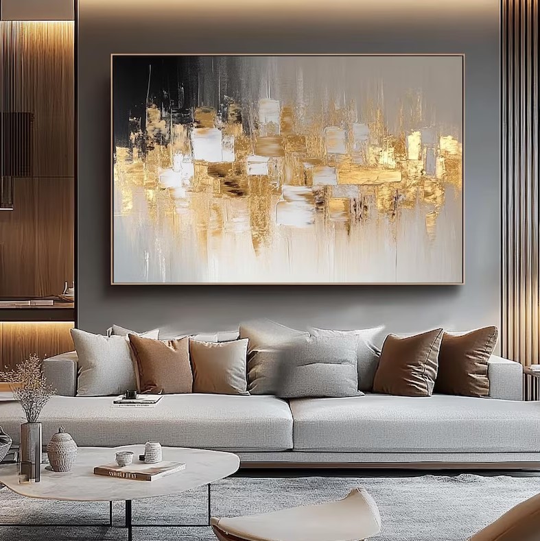 Gold Foil Abstract Painting #ABSC308