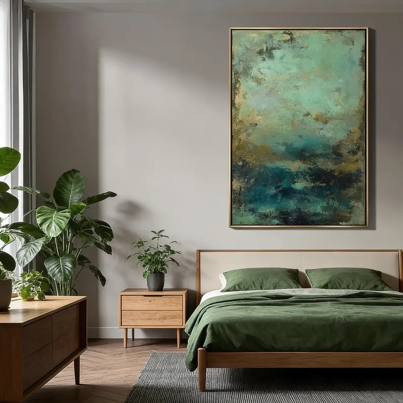 Green gold minimalist painting #ABSC328