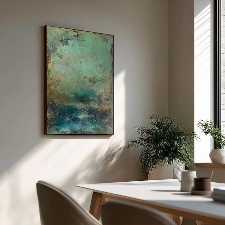 Green gold minimalist painting #ABSC328