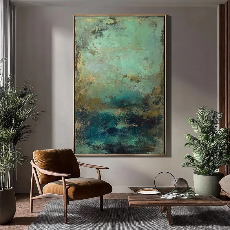 Green gold minimalist painting #ABSC328