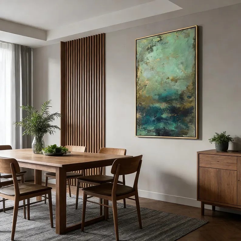 Green gold minimalist painting #ABSC328