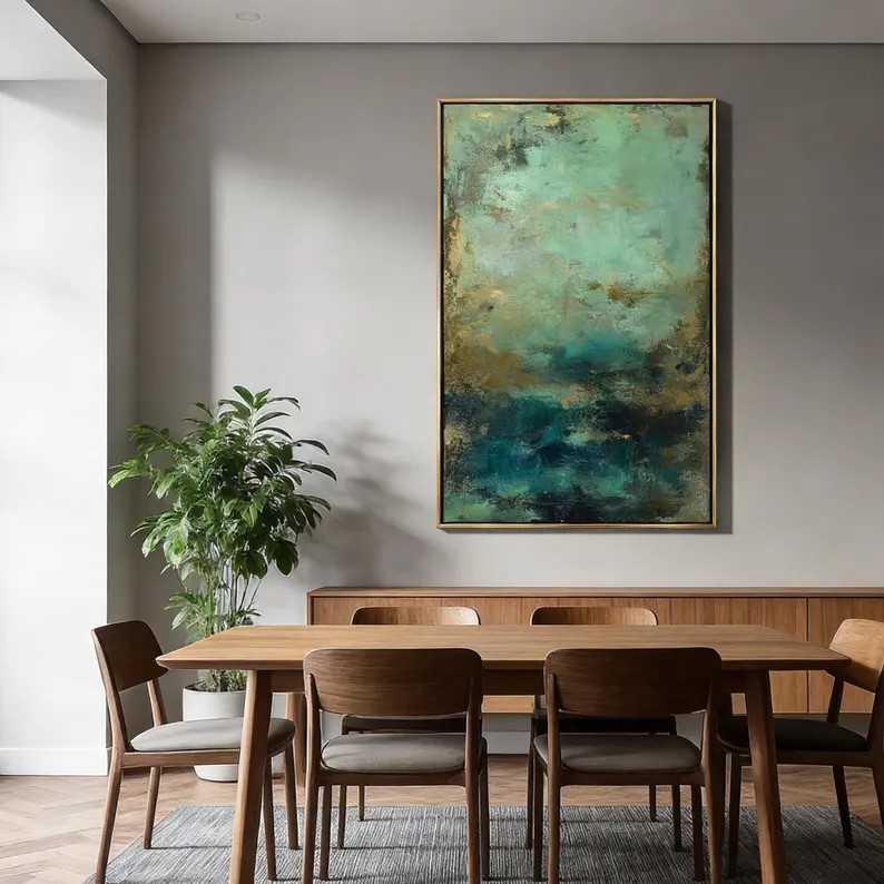 Green gold minimalist painting #ABSC328