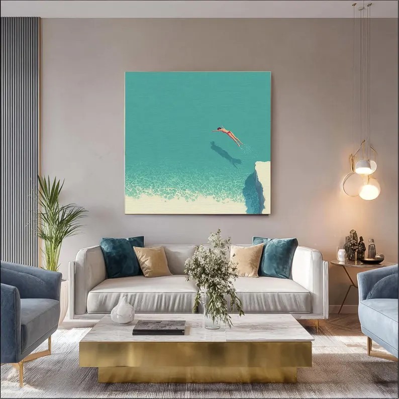 Minimalist Diving Painting #ABSC323