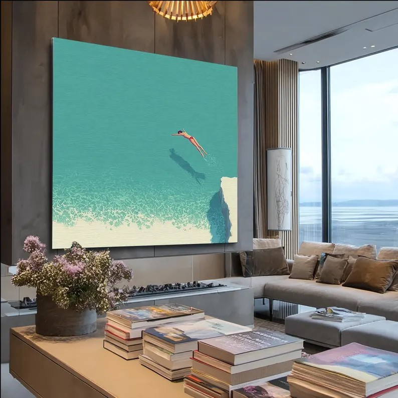 Minimalist Diving Painting #ABSC323
