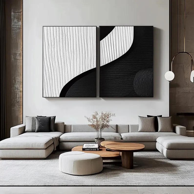 Black and White Painting ( 2 Paintings ) #ABSC350